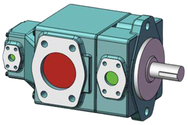 PV2R13系列油研叶片泵尺寸,PV2R13-※-※-F油研双联叶片泵3D模型