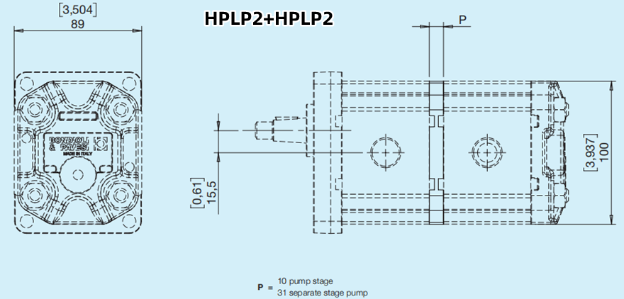 Bondioli&Pavesi邦贝HPLP2+HPLP2多级齿轮泵尺寸