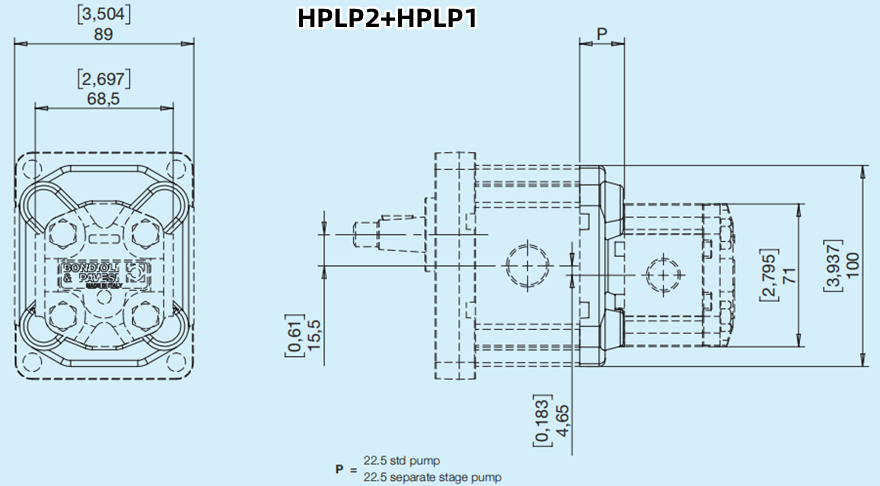 Bondioli&Pavesi邦贝HPLP2+HPLP1多级齿轮泵尺寸